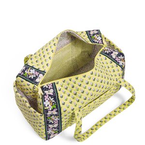 Floral Print Quilted Sport Duffel <b>Bag</b> Large Capacity Zipper Closure Travel Weekender <b>Bag</b> Genuine Leather Durable Lightweight - Product Image 6