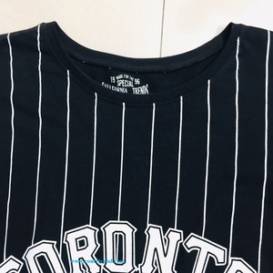 Cotton Polyester All Over Stripe Print Full Body Print with <b>White</b> Rubber Screen Printed Short Sleeve O Neck Cheap Men's T Shirts - Product Image 3