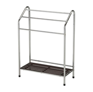 Elegante Toallero de Pie para Baño con Estante de Madera de Nogal, Organizador de Toallas Metálico de 3 Niveles, Buen Precio - Product Image 1