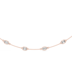 Collier de luxe en or rose 14 carats avec serti Aurora et diamant taille émeraude cultivé en laboratoire - Product Image 4