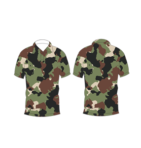 เสื้อโปโลลายพรางสีเขียวสีน้ำตาลสีดำสำหรับผู้ชายแขนสั้นเสื้อยืดกอล์ฟพิมพ์ลายลำลอง - Product Image 6