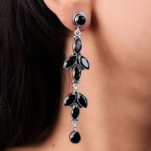 Boucles d'oreilles pendantes multicolores en argent oxydé pour femmes, fabrication en gros |   Fournisseur direct d'usine en gros, vente en gros - Product Image 2