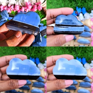 Ópalo Azul Natural con Patrón de Rayas, Cristal Tallado en Forma de Nube, Piedra Curativa Pulida, Decorativa, Reiki, Meditación, Decoración del Hogar - Product Image 4