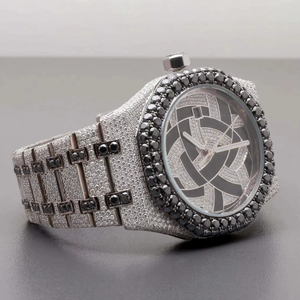 Montre analogique de luxe en moissanite, quartz, bracelet de 20 mm, cristal saphir, bracelet en acier inoxydable serti de diamants pour hommes - Product Image 2