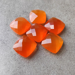 Natural Carnelian Briolette Checker Cut Square <b>Cushion</b> Shape Calibrated Orange Gemstone - Product Image 1