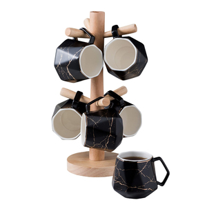 Elegante Soporte de Madera Maciza para Tazas con 6 Ganchos, Organizador de Tazas de Café y Té para Encimera de Cocina, Ahorra Espacio, Exhibidor de Tazas - Product Image 6