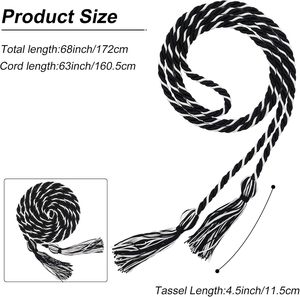 Cordón Retorcido Blanco y Negro con Borlas para Bolsos, Forma Redonda, Estilo Simple, Material de Nailon y Algodón, Precio Económico y OEM - Product Image 3