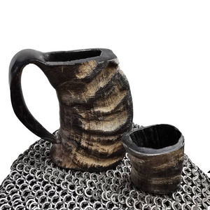 Jarra de Cuerno Vikinga de Alta Calidad para Beber, Taza de Cuerno para Bodas y Restaurantes, Jarra de Cerveza con Vaso de Chupito para Whisky - Product Image 2