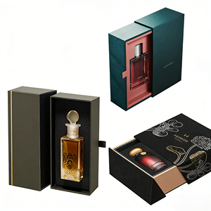 กล่องกระดาษแข็งสำหรับบรรจุน้ำหอมขนาด 50 มล. แบบหรูหรา พร้อมเคลือบลามิเนตด้าน ปั๊มนูน และฟอยล์ทอง บรรจุภัณฑ์ของขวัญเครื่องสำอางแบบกำหนดเองได้ - Product Image 1