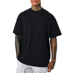Oversized Men's Black <b>Polyester</b> Front <b>T</b>-<b>Shirt</b> Short Sleeve O-Neck Casual Jersey Plain Dyed Fit Regular Drop Shoulder Anti-Shrink - Product Image 6