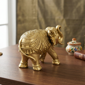 Idolo de Trompa de Elefante de Latón Puro, Arte Hecho a Mano, Duradero, 6.5 x 3 x 4.5 cm, 65 g, Moderno, Hathi Murti, Decoración para el Hogar, Regalo - Product Image 5
