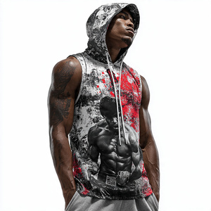 Camiseta sin Mangas con Capucha Sublimada Personalizada para Hombre y Mujer, para Entrenamiento, Fitness, Gimnasio - Product Image 6