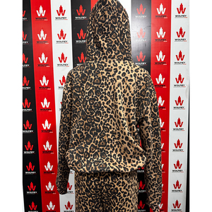 ชุดวอร์มมีฮู้ดลายเสือดาวสำหรับฤดูหนาวแบบสั่งทำพิเศษ ขายส่งสำหรับผู้หญิง ชุดเซ็ตเสื้อฮู้ดและกางเกงจ็อกเกอร์ไซส์ใหญ่ ผ้าฝ้ายผสมโพลีเอสเตอร์ - Product Image 6