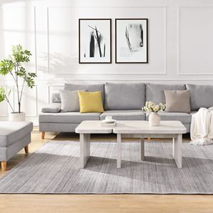 Tavolo da Caffè Rettangolare a L Staccabile Stile Rustico, Tavolo da Pranzo Singolo in Legno 47.24*23.62 Pollici e 35.43*31.49 Pollici, Stile Moderno - Product Image 2