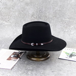 Unisex Black Leather Striped Cowboy <b>Hat</b> with Brown Leather <b>Band</b> Casual Beach Style Adult Four Seasons Fit 2026 - Product Image 6