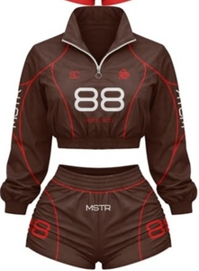 2026 Women's 2-Piece Street Sportswear <b>Set</b> Full-Sleeve T-Shirt and Knee-Length Shorts Breathable Non-Pilling - Product Image 4