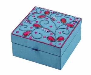 Small Modern Luxury Rectangle Embroidered <b>Jewelry</b> Organizer Boxes for Women Girls with Lids-<b>Jewelry</b> <b>Storage</b> Gift - Product Image 4