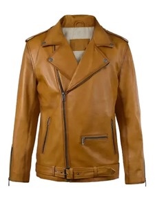เสื้อแจ็คเก็ตหนังผู้ชาย Derek Caramel Biker - Product Image 1