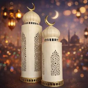 Wholesale Ramadan 2027 Iron Handmade Crescent Moon Candle <b>Lanterns</b> for Christmas Easter Birthday Home Decoration - Product Image 1