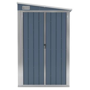 Abri de jardin mural en acier galvanisé gris de 46.5 po x 113.4 po x 70.1 po pour rangement - Product Image 3