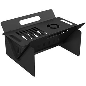 Tavolino da Caffè 3 in 1 con Braciere a Legna Nero, Montaggio Rapido e Borsa per il Trasporto, per Uso Esterno e Installazione Termica - Product Image 1