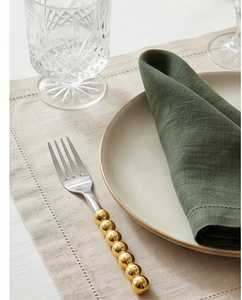 Fourchettes à dessert élégantes en acier inoxydable avec manche perlé doré – Vaisselle de fête style glamour, passe au lave-vaisselle - Product Image 4