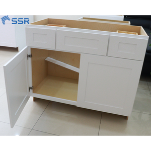 Modern RTA Solid Wood Durable Water Resistant Lacquer Finish <b>Bathroom</b> <b>Vanity</b> Cabinet Wall-Mounted Double Base Triple Drawer Soft - Product Image 4