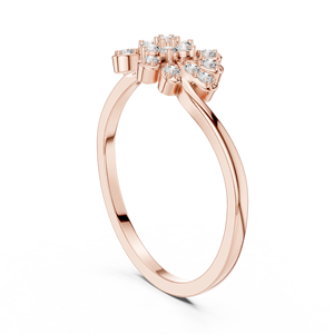 Bague en or rose à motif floral avec accents de diamants de laboratoire, élégante bague de promesse à motif floral pour femme - Product Image 2