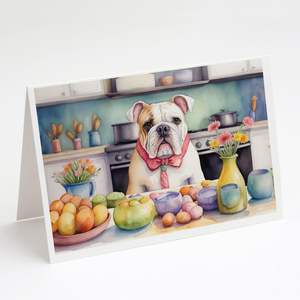Whimsical A7 Size 5x7 <b>Pack</b> 8 Blank Note <b>Cards</b> with Envelopes English Bulldog <b>Easter</b> Decorations Greeting <b>Card</b> Set - Product Image 1