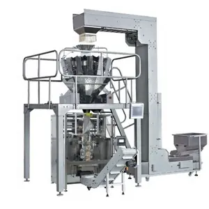 Automatic VFFS Packaging Machine Multi Weighing Scale Stand Up Zipper Bag Snacks Potato Banana Chips Nuts Cashew Sunflower Seeds