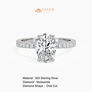Anillo de Plata 925 Chapado en Oro con Moissanita de Corte Ovalado de Lujo, Engaste de Garras, para Compromiso, Boda, Aniversario, Regalo para Mujer - Product Image 6