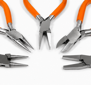 Jewelry <b>Pliers</b> <b>Set</b> 5pcs Stainless Steel Orange Handle For DIY Jewelry Making Tools Equipment - Product Image 2