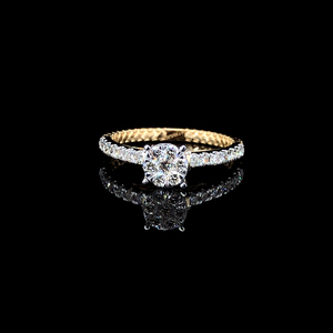 Bague de fiançailles et de mariage de luxe pour femme en or 14 carats avec diamant naturel taille brillant rond, certifiée IGI, vente en gros - Product Image 4