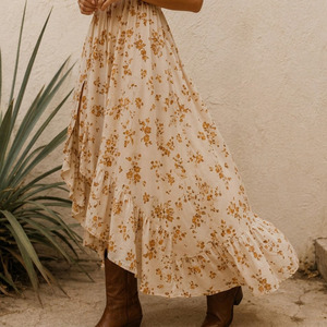 Vestido bohemio para mujer, tela tejida de rayón, transpirable, antipilling, vestido informal de verano - Product Image 4