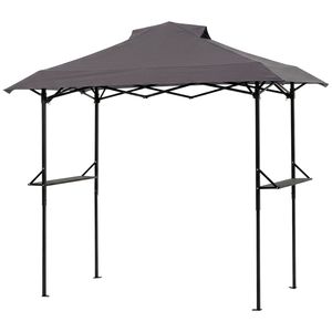 Gazebo Pieghevole 5x8FT Grigio Scuro in Poliestere con Tettoia e Ventilazione, Telaio Verniciato a Polvere Nera, Doppia Rete per Cortile - Product Image 3