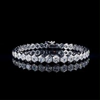 Bracelet tennis hexagonal en moissanite en argent sterling 925, bijoux fins éblouissants pour femmes, cadeau pour mariage ou fête