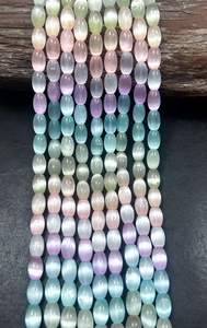 ลูกปัดพลอยเซเลไนต์สีรุ้งธรรมชาติ รูปทรงหลอด สีรุ้งสวยงาม คุณภาพสูง ความยาวเต็มเส้น 15.5 นิ้ว - Product Image 2