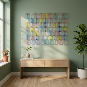 Colorful Handmade <b>Resin</b> Chain Link Wall Sculpture Artistic Home Decoration with Gradient Pattern Irregular Shape Casting Design - Product Image 4