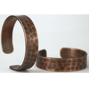 Wholesale Oxidized Copper Hammered Bracelet Adjustable Open Wrap <b>Retro</b> Style Wrist Accessory - Product Image 1