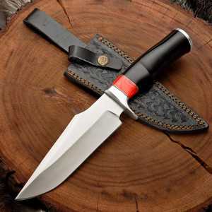 Couteaux de chasse faits à la main en gros, très demandés, en acier au carbone, lame fixe, manche en bois, pour survie en extérieur et camping, avec étui - Product Image 1