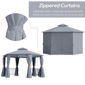Gazebo Bioclimático de 13 pies x 13 pies, Pérgola de Hierro y Madera Resistente a la Lluvia para Patio, Jardín o Terraza, con Marco Revestido en Color Gris - Product Image 4
