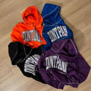 Sweat-shirt à capuche court pour homme, coupe ample, double couche, surpiqûres contrastées, broderie personnalisée de haute qualité, vente en gros - Product Image 6