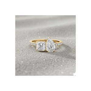 Stonewels Toi Et Moi Pav Lab-Grown Diamond Rose Gold Plated Prong Set for Certified <b>Ring</b> - Product Image 1