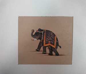 Pintura de Elefante Hecha a Mano de Lujo, Obra de Arte Tradicional India en Lienzo, Arte Decorativo Pintado a Mano para el Hogar, Artículo de Regalo Único - Product Image 2