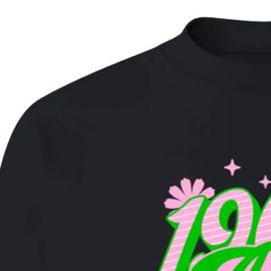 Sudadera Negra 1908 Alpha con Gráficos, Cuello Redondo, Manga Larga, Puños Acanalados, Informal, para Mujer, Top de Felpa, Moda Urbana - Product Image 2