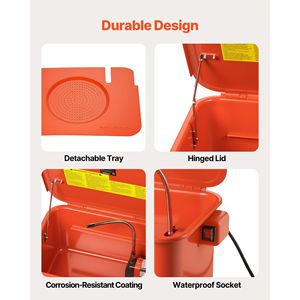 Lavatrice Portatile per Componenti in Acciaio con Capacità di 5, 3,5 e 0,4 Galloni per Cura Automobilistica, Uscita Massima Pompa 3,5 Litri/Minuto - Product Image 4