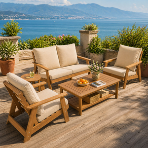 Ensemble <span class=keywords><strong>de</strong></span> canapés en rotin tressé et bois <span class=keywords><strong>pour</strong></span> l'<span class=keywords><strong>extérieur</strong></span>, résistant à l'eau, <span class=keywords><strong>pour</strong></span> <span class=keywords><strong>jardin</strong></span>, cour, chambre, plage, parc - Cadre en aluminium, revêtement en tissu - Product Image 1