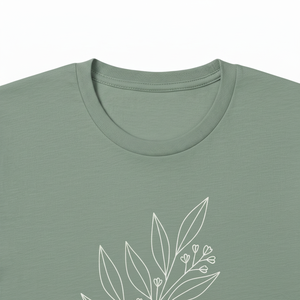Camiseta Oversize de Algodón Orgánico con Diseño Artístico, Estilo Urbano Ecológico, Estampado Floral Verde, Manga Corta, Venta al por Mayor - Product Image 4