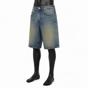 Pantalones Cortos Bermuda de Mezclilla Lavada para Hombre, Cintura Media, Cierre con Cordón, Estilo Casual, Tela de Poliéster/Algodón Transpirable - Product Image 5