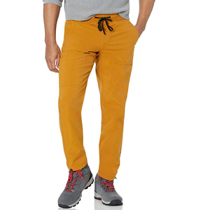 Men's Mustard Yellow Polyester <b>Trouser</b> <b>Elastic</b> <b>Waist</b> Drawstring Side Pockets Casual Breathable Autumn Wear - Product Image 5